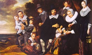 Gruppo di famiglia con dieci figure presso un boschetto, cm. 148,5 x 251, National Gallery di Londra.